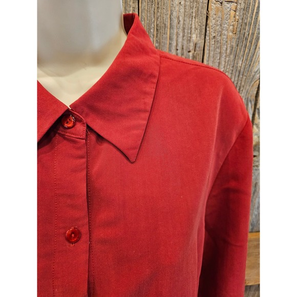 Villager stain resistant red holiday soft long sleeve button up sz 12 ^ - Picture 2 of 6